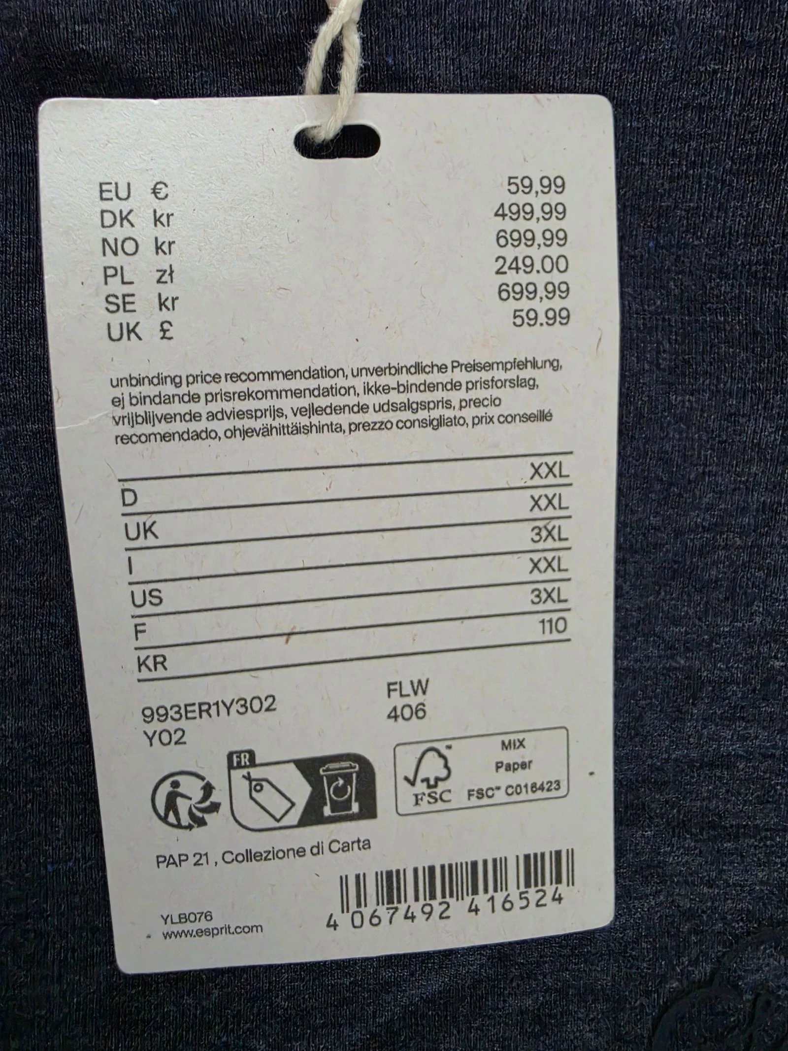 Camiseta manga larga Esprit azul marinho XXL – photo 7